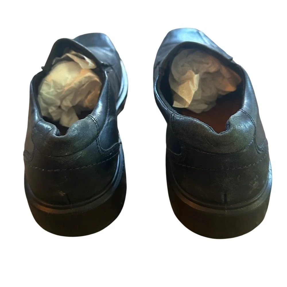 ECCO Mens Black Leather Bicycle Toe Slip On Loafers Dress Shoes Size 46‎